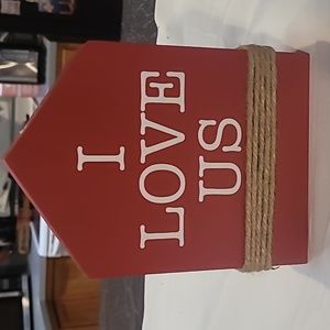 Small home decor wooden table top sign I LOVE US